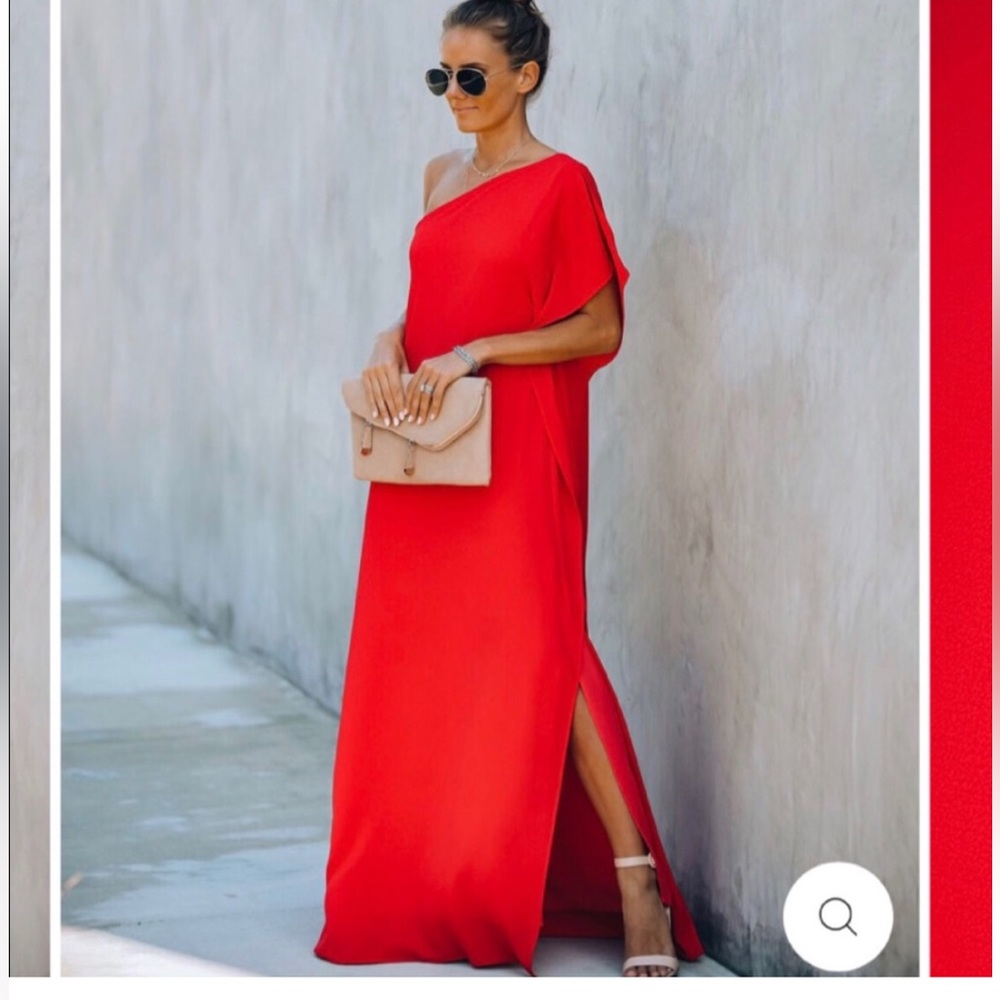 Vici Red Chiffon Maxi Dress